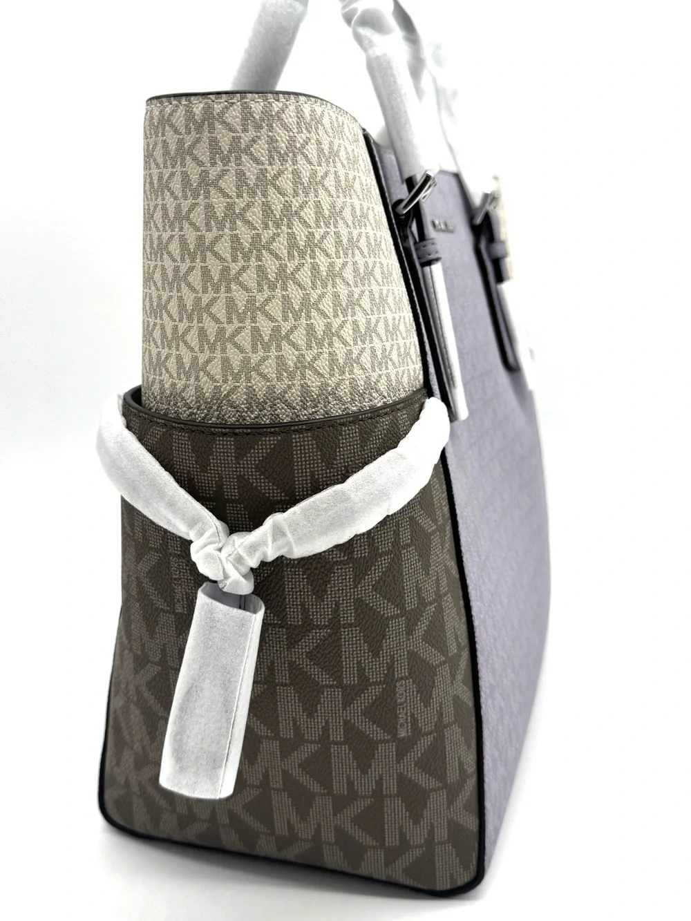 Michael Kors Voyager Large Color-Block Signature Logo Tote Bag-Lilac